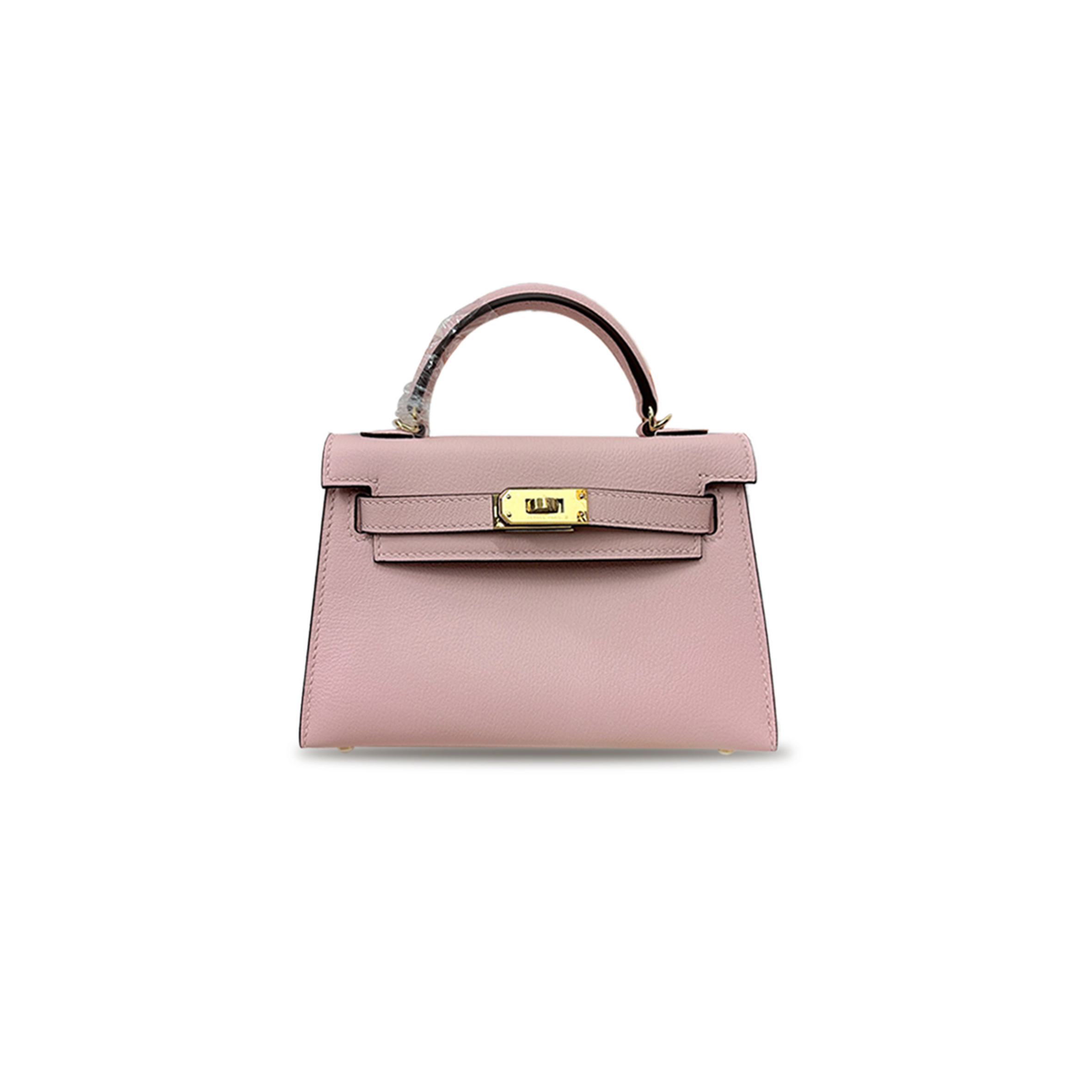 HERMÈS MINI KELLY II CHEVER 3Q PINK GOLD BUCKLE (19*12*5.5cm) 